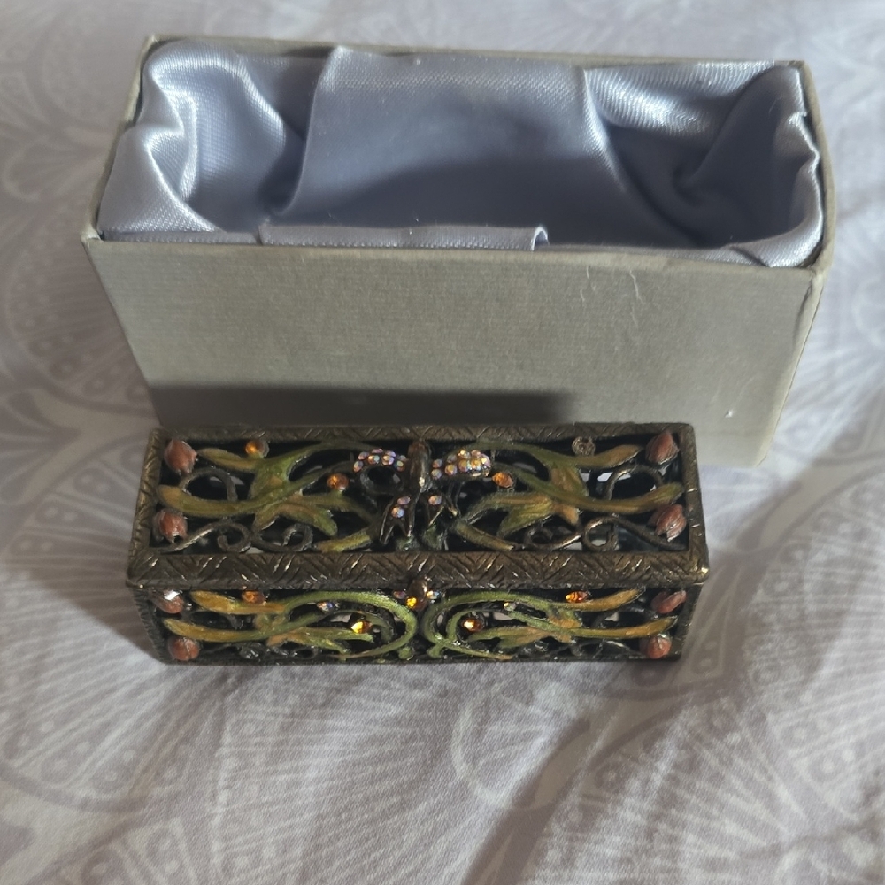Elegant Decorative Trinket Box with Jewel Accents